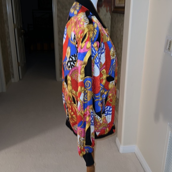 Spenserjeremy 100% Silk Vintage 80s 90s Vivid Colors Large Bomber Jacket… - Picture 6 of 16